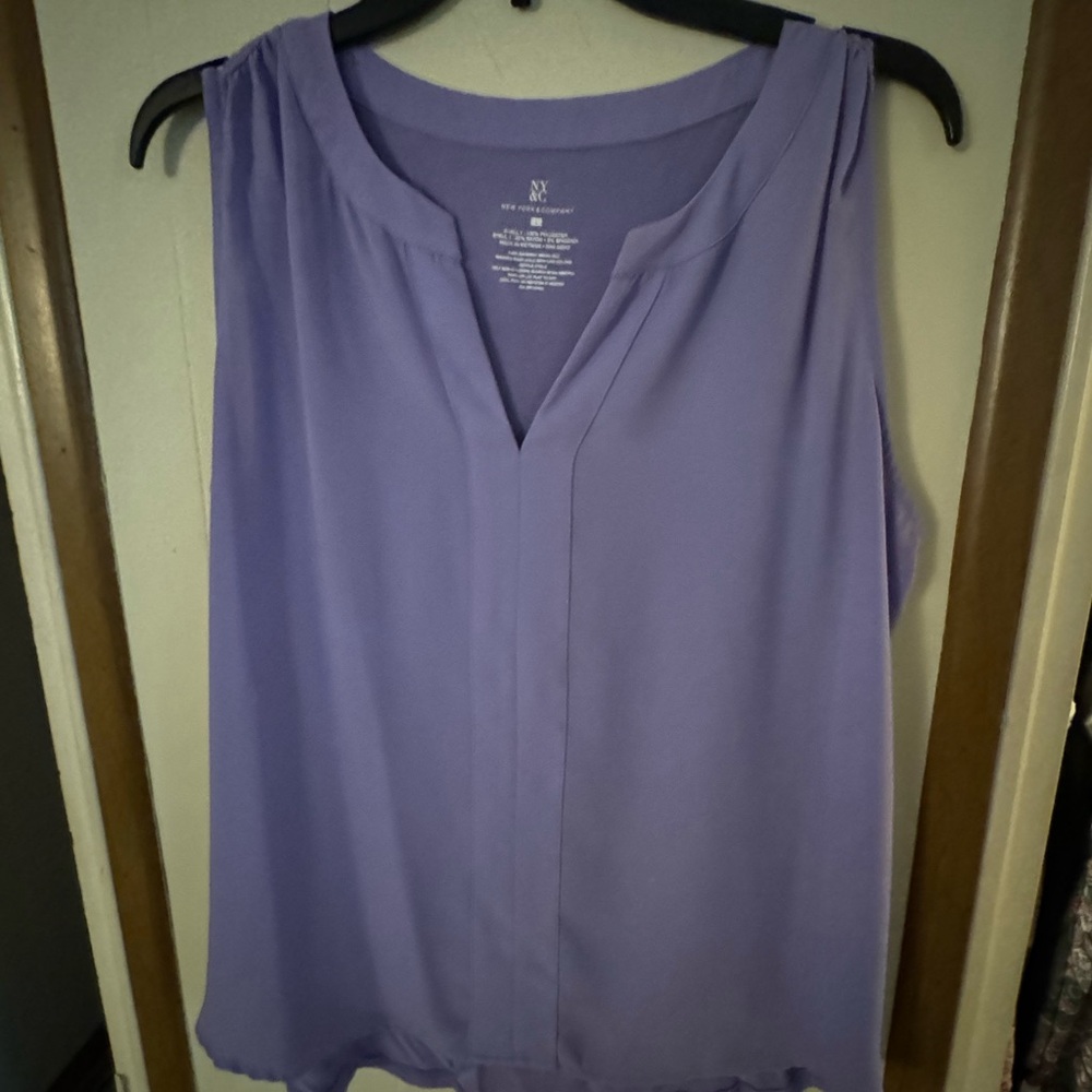 NY&Co lavender blouse can be worn casually or dressed up